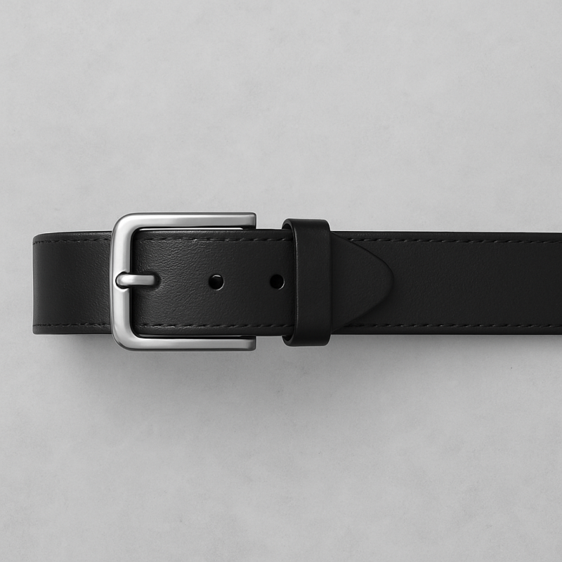 Classic Black Leather Formal Belt